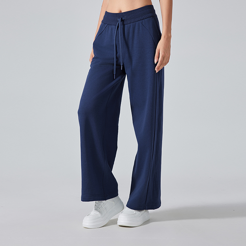 Women's casual loose sports sweatpants Color:Night Sea Blue;SIZE:S