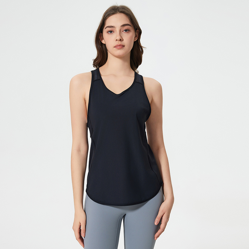 Women's vest mesh breathable yoga suit Black