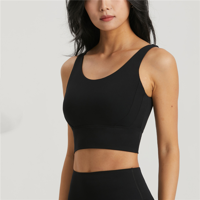 Classic with wide elastic band yoga bra top Black