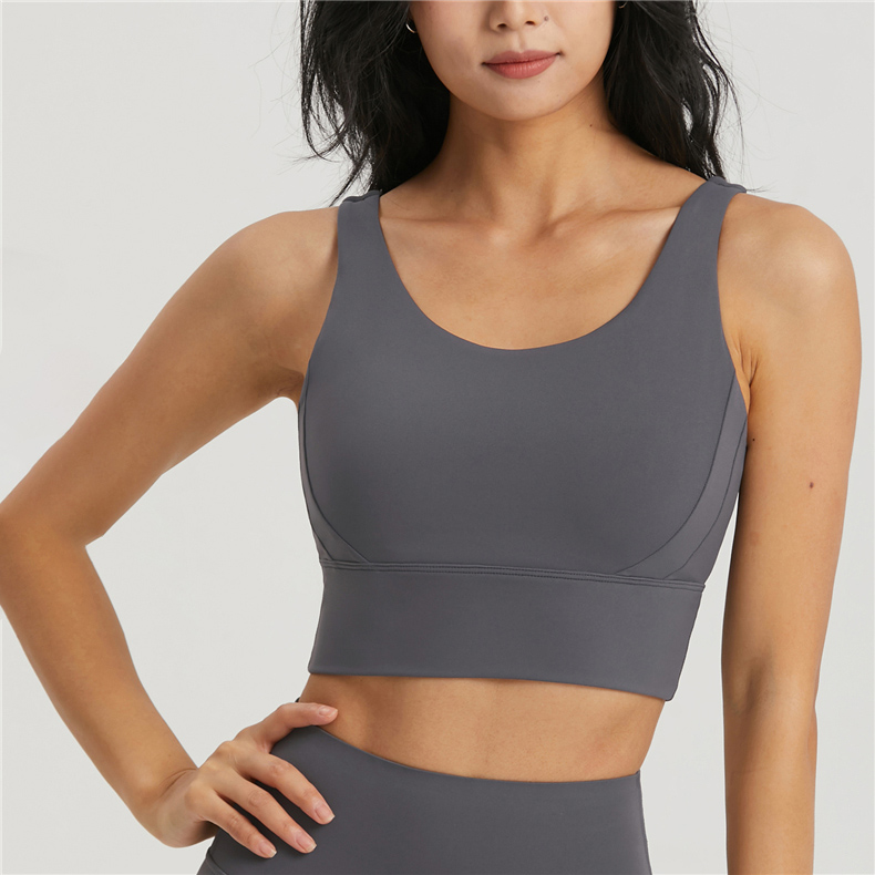 Classic with wide elastic band yoga bra top Lead grey