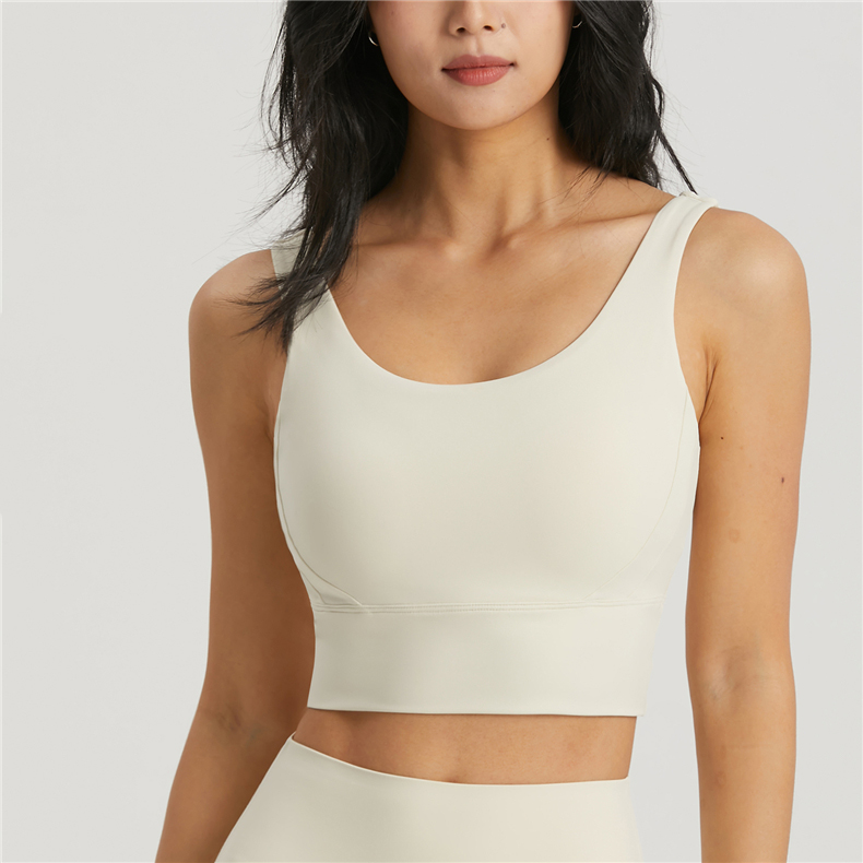 Classic with wide elastic band yoga bra top Light ivory