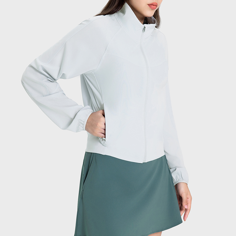 Women's original gauze Ice sunscreen fashion moisture wicking sweat loose sports coat Ice Silver