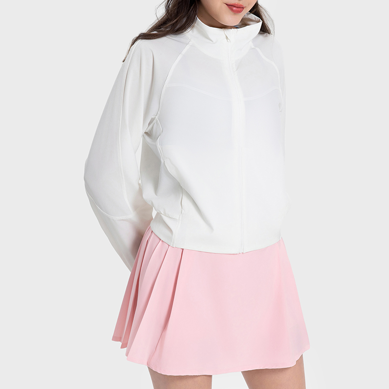 Women's original gauze Ice sunscreen fashion moisture wicking sweat loose sports coat White