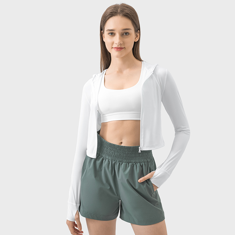 Women's outdoor sports hooded sunscreen clothes White