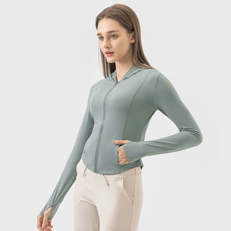 Women's UV protection slim fit sun protection clothing Color:Sea blue gray;Size:L