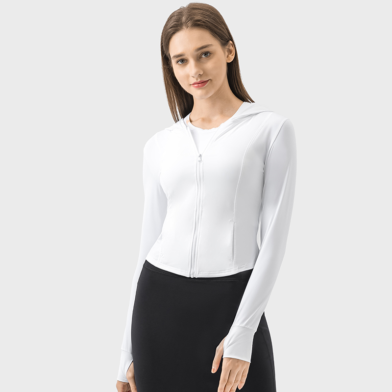 Women's UV protection slim fit sun protection clothing White