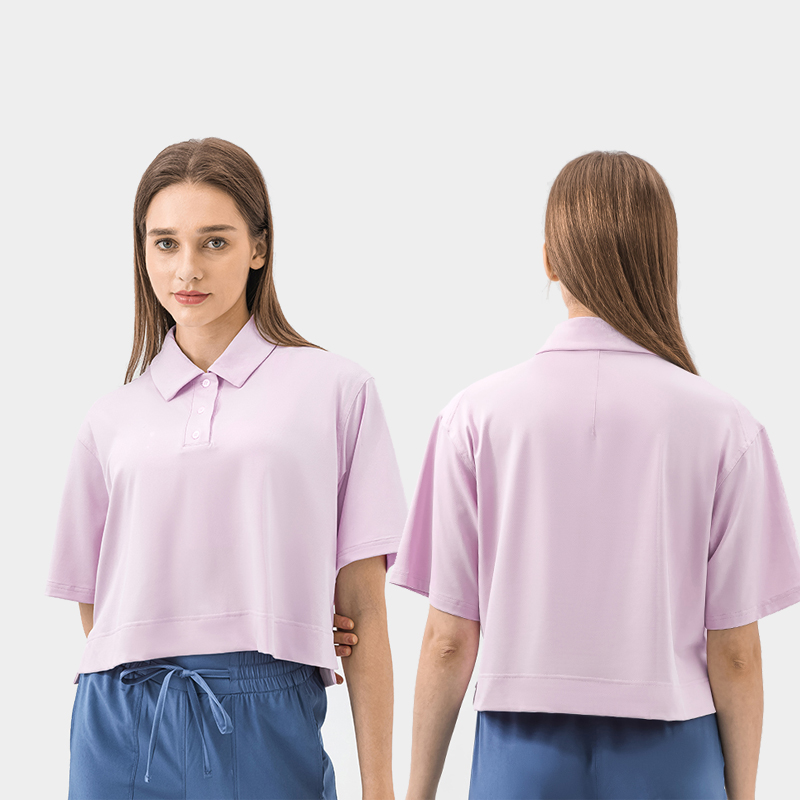 Women's loose fitting fitness suit, sporty and fashionable versatile POLO shirt