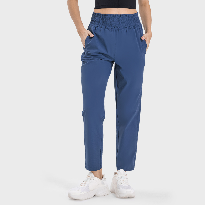 Women's Skin-friendly Ice Yoga straight-leg slim-fit tracksuit pants Asphalt Blue