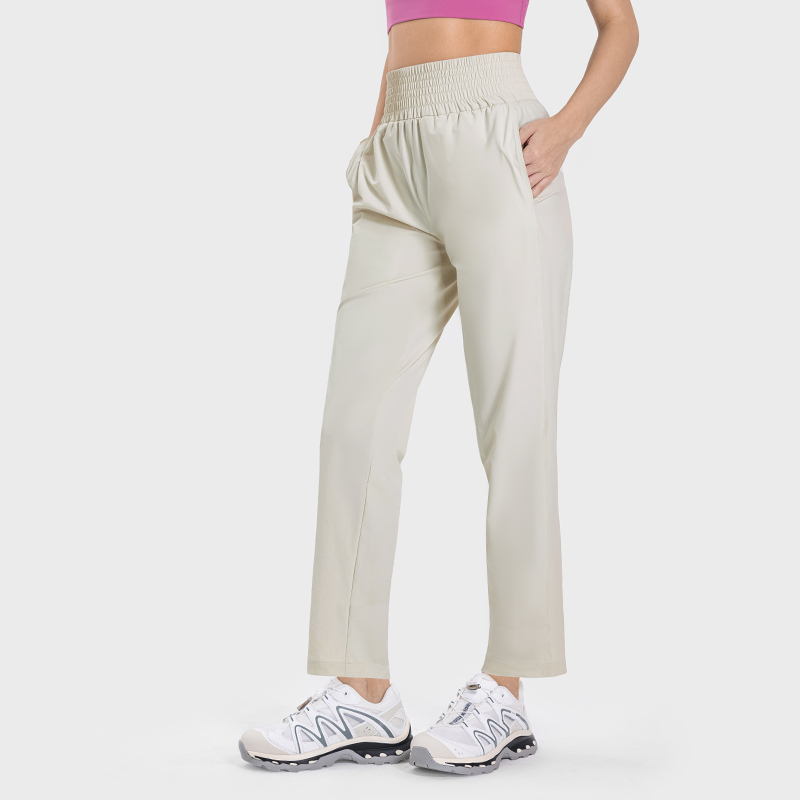 Women's Skin-friendly Ice Yoga straight-leg slim-fit tracksuit pants Albumin