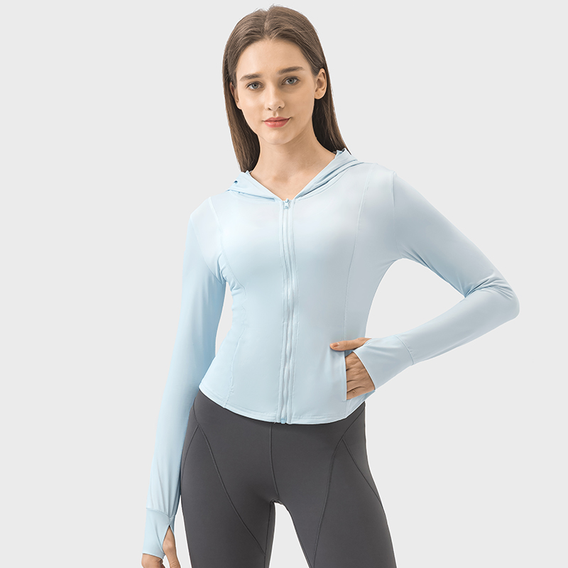Women's UV protection slim fit sun protection clothing Water white blue
