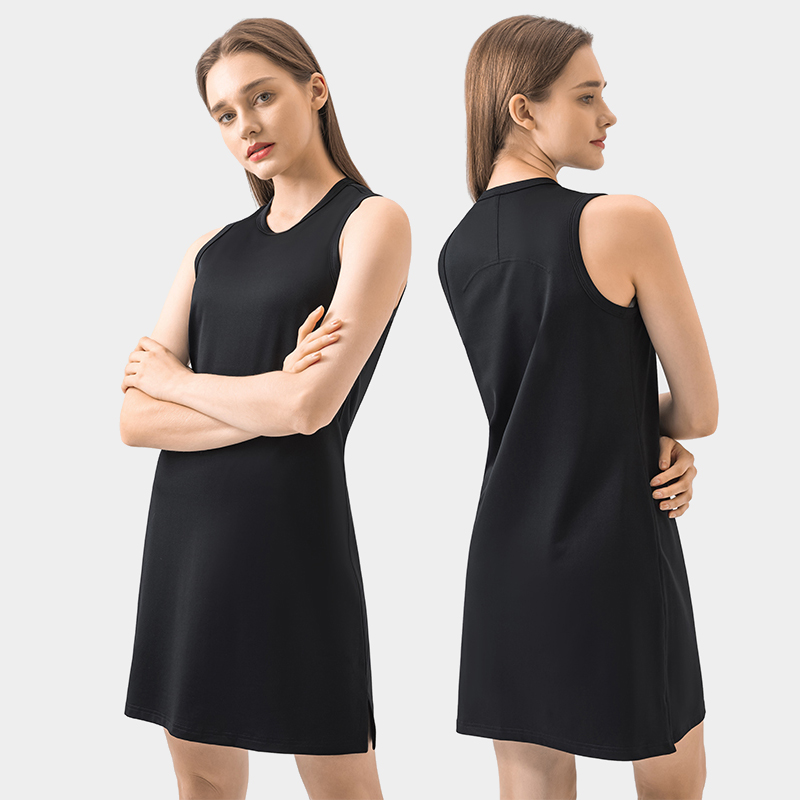 Women's solid color lightweight breathable sleeveless dress