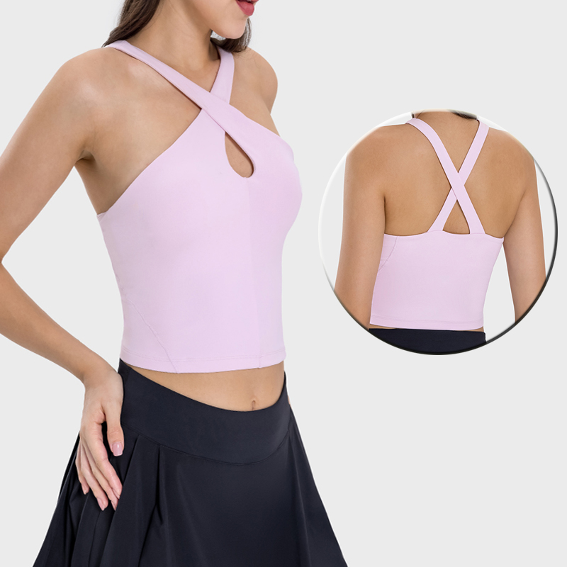Women's cross-halter, midriff and halter sports vest