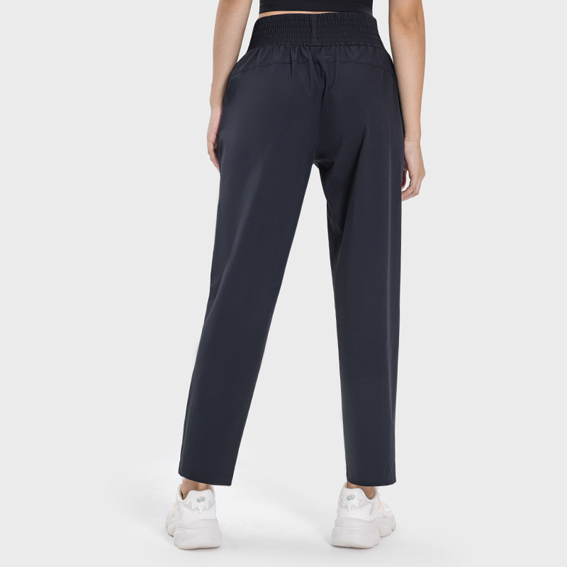 Women's Skin-friendly Ice Yoga straight-leg slim-fit tracksuit pants Black