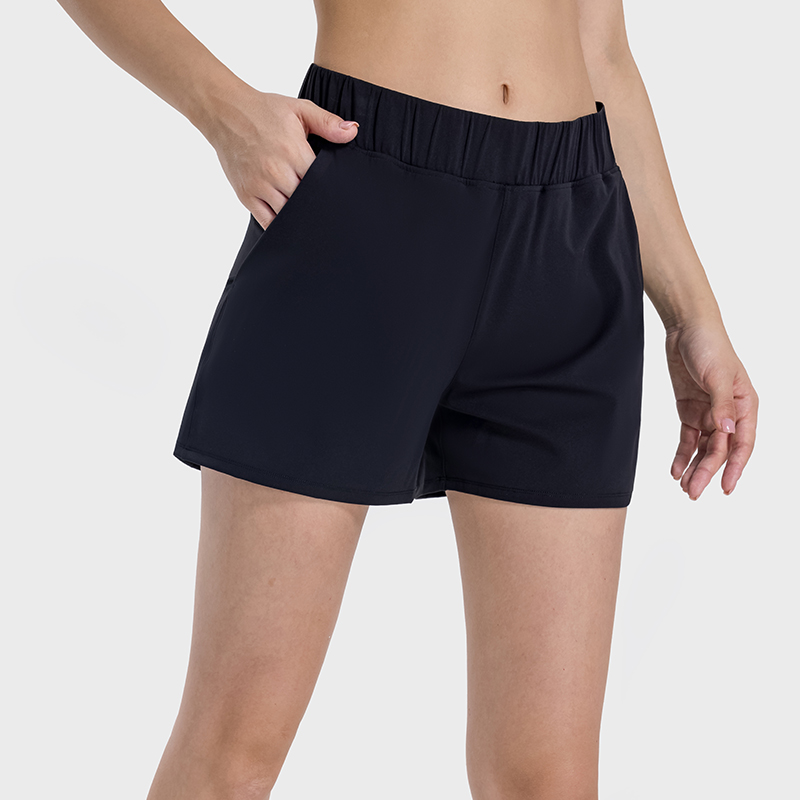 Women's quick-drying sports three-minute shorts Black