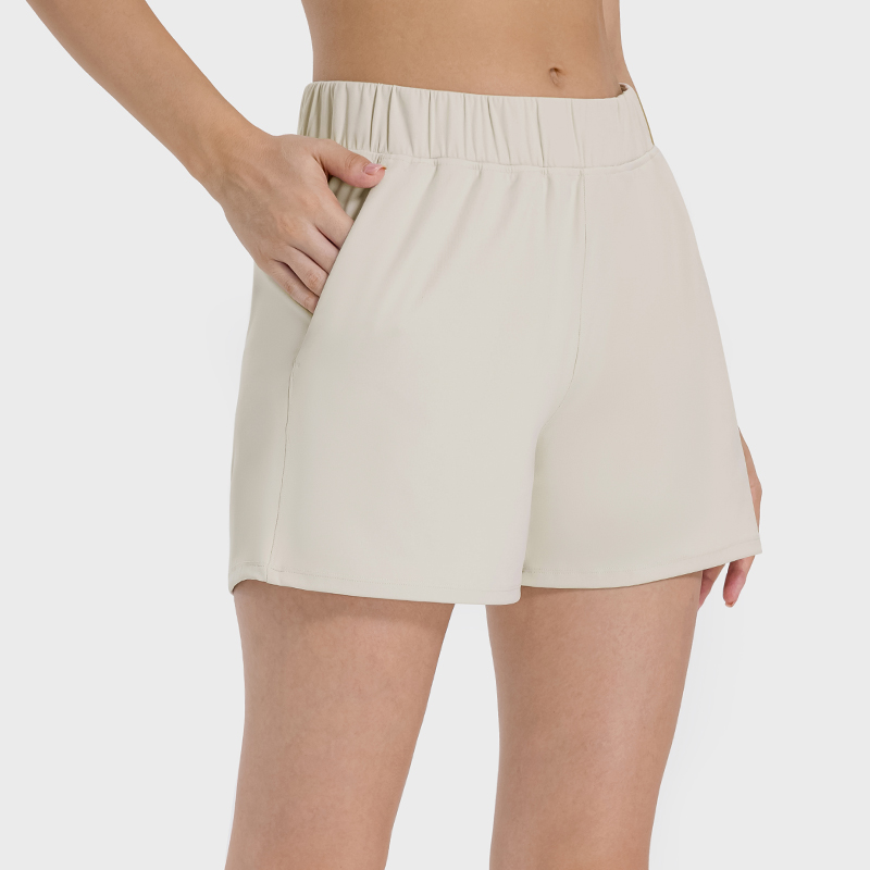 Women's quick-drying sports three-minute shorts Albumin