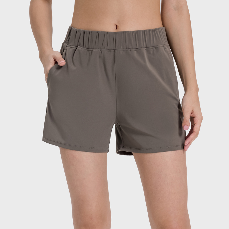 Women's quick-drying sports three-minute shorts Nomadic gray