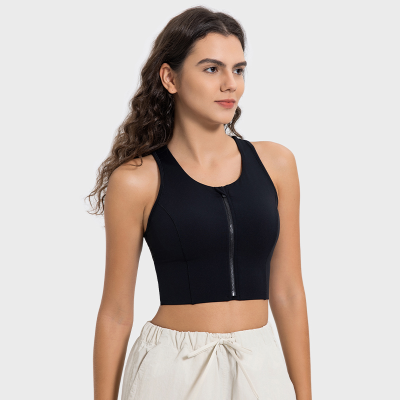 Women's all-in-one cup fitness top Black
