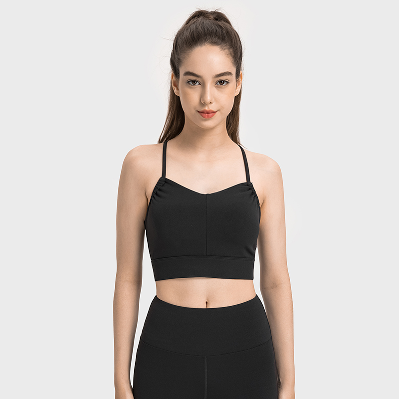 Women's skin friendly breathable Y-shaped back sports bra BLACK