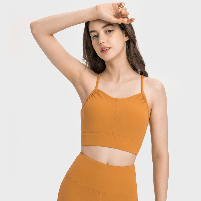 Women's skin friendly breathable Y-shaped back sports bra AUTUMN ORANGE