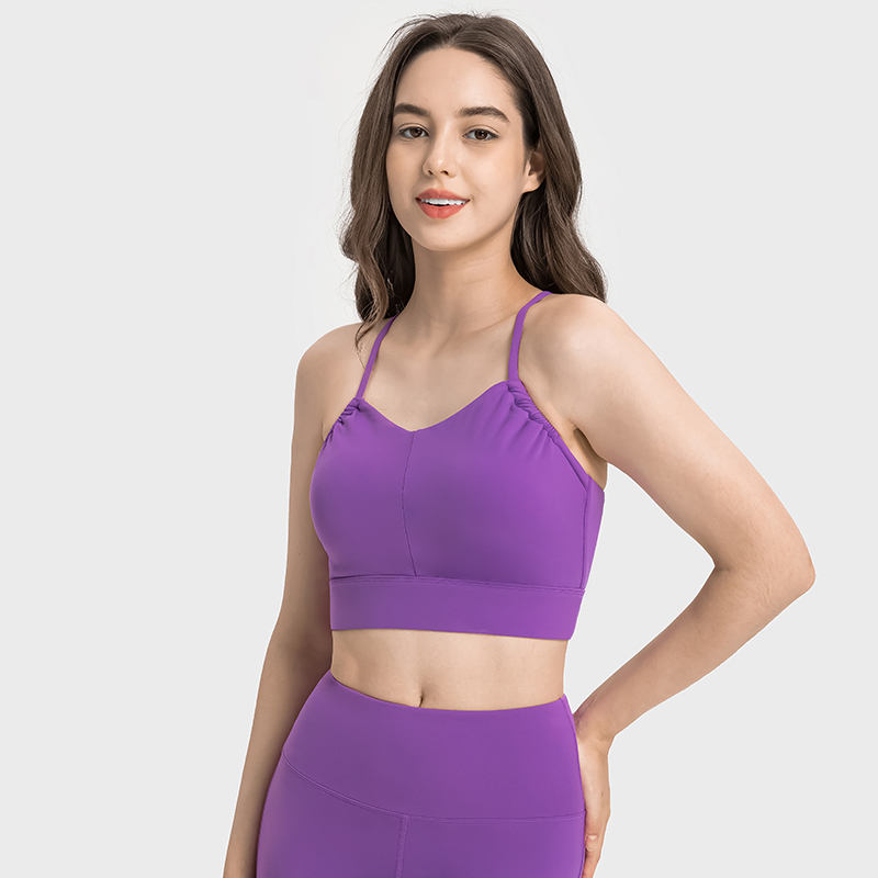 Women's skin friendly breathable Y-shaped back sports bra COURT PURPLE