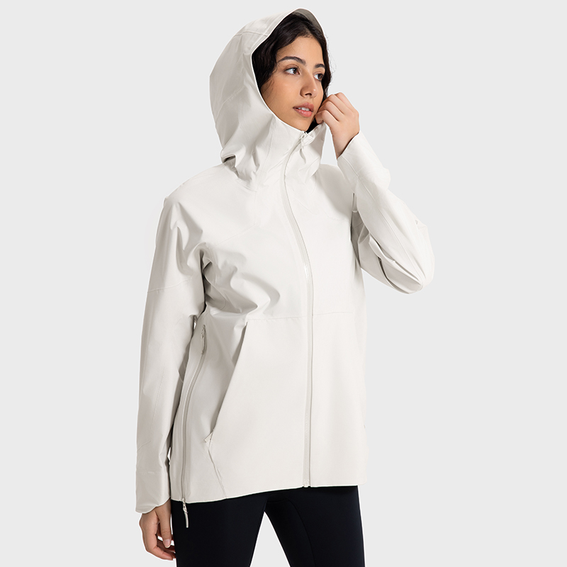 Women's light household outerwear cardigan hooded hiking camping and mountaineering suit Albumin