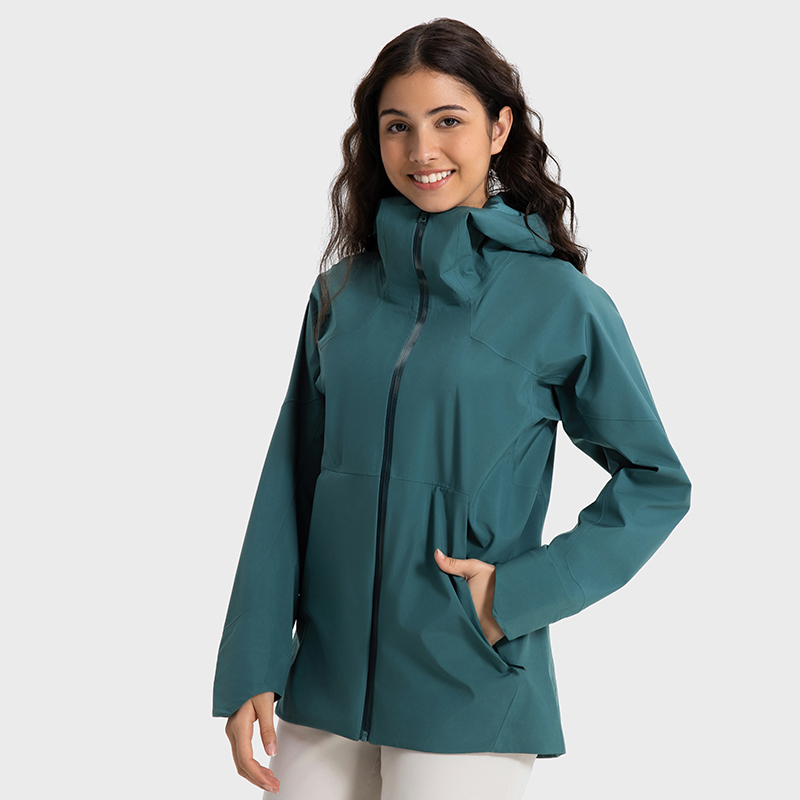 Women's light household outerwear cardigan hooded hiking camping and mountaineering suit Chlorite