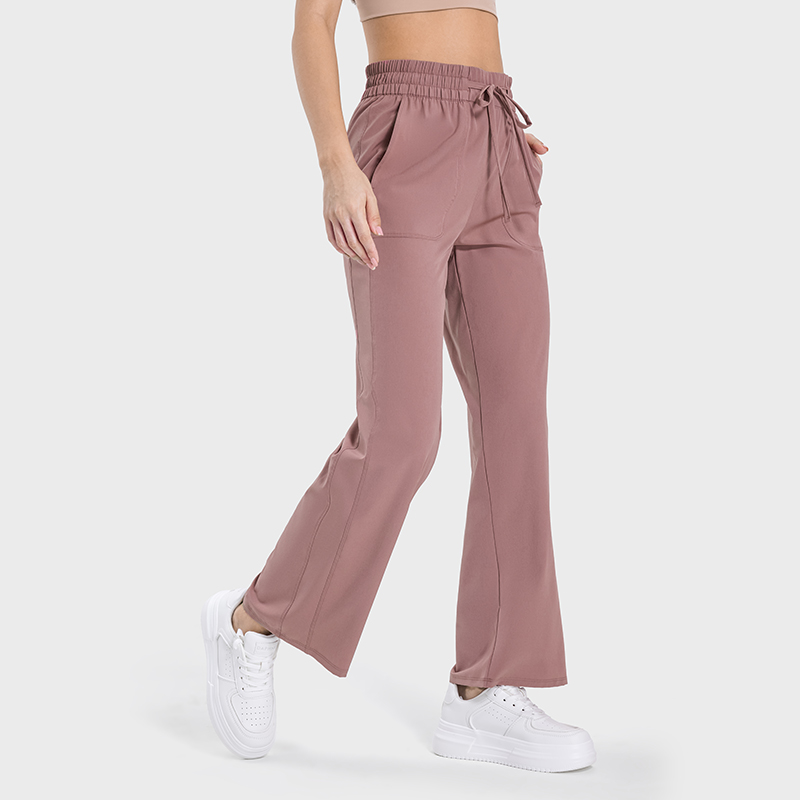 Women's slimming high waisted casual straight leg sports pants Pottery red