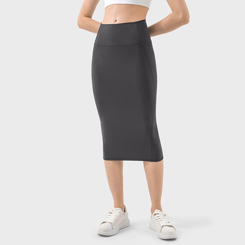 Women's sexy slit bag slim fit hip skirt Graphite grey