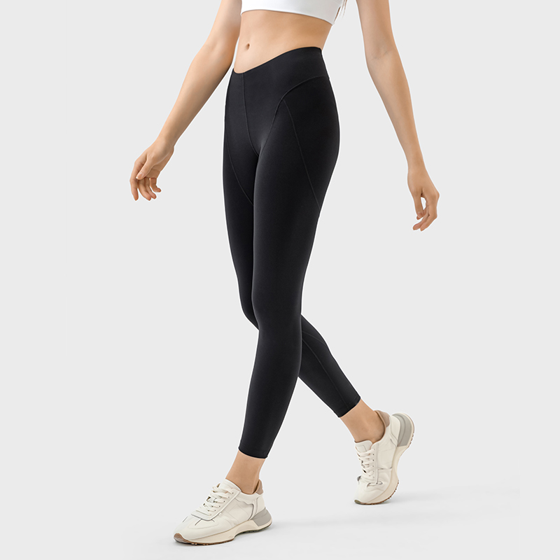 Women's high waisted, hip lifting, moisture absorbing, breathable, slimming sports leggings Black