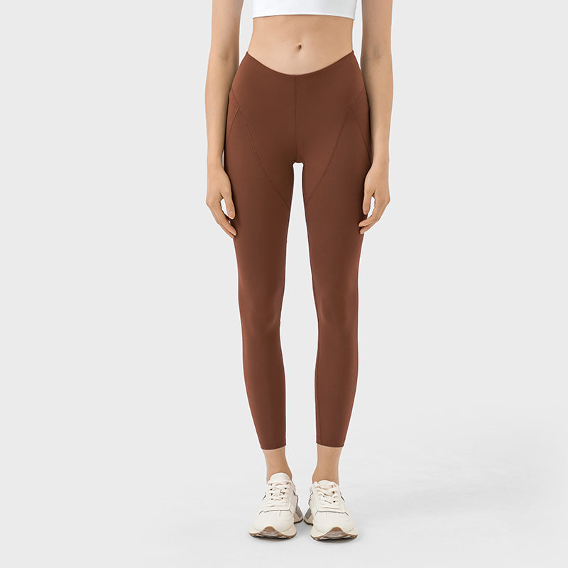 Women's high waisted, hip lifting, moisture absorbing, breathable, slimming sports leggings Cocoa