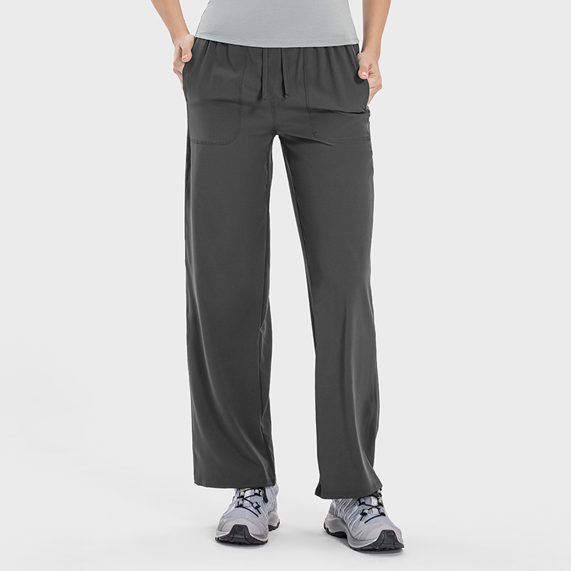 Women's slimming high waisted casual straight leg sports pants Graphite gray