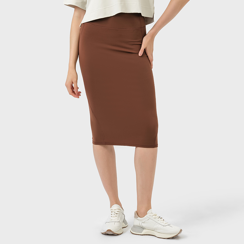 Women's sexy slit bag slim fit hip skirt Cocoa color