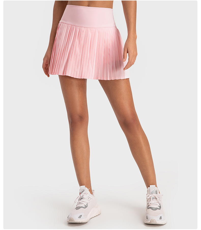 Women's water-cooled cooling, elastic and fashionable pleated skirt with double-layer anti glare effect Color:Light pink;Size:S