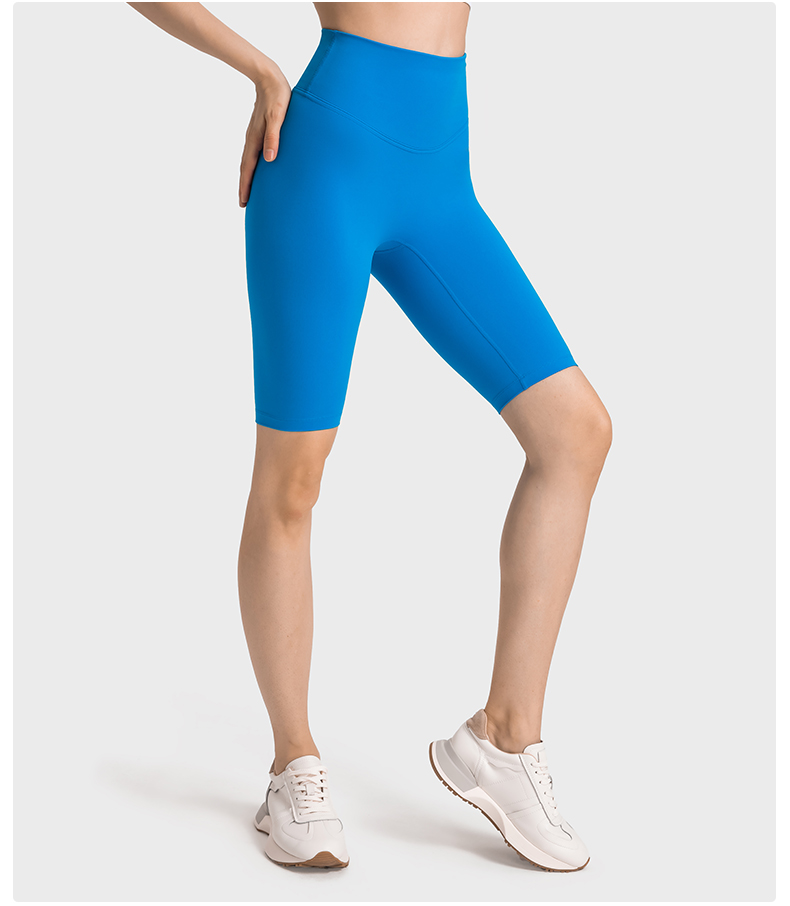 Women's No Awkwardness Thread Anti curling Edge High Waist Tight Waist Lifting Hip Yoga Pants Cabry Blue