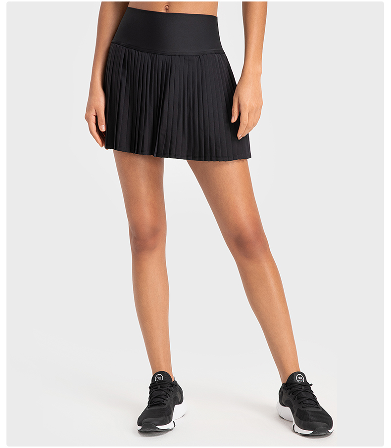 Women's water-cooled cooling, elastic and fashionable pleated skirt with double-layer anti glare effect Black