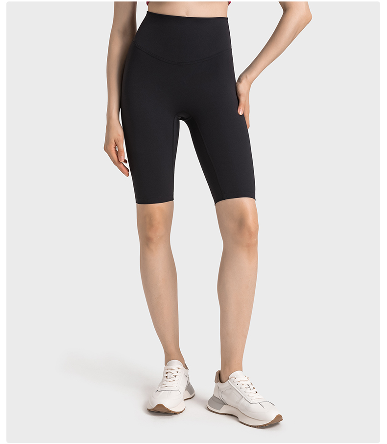 Women's No Awkwardness Thread Anti curling Edge High Waist Tight Waist Lifting Hip Yoga Pants Color:Black;Size:S