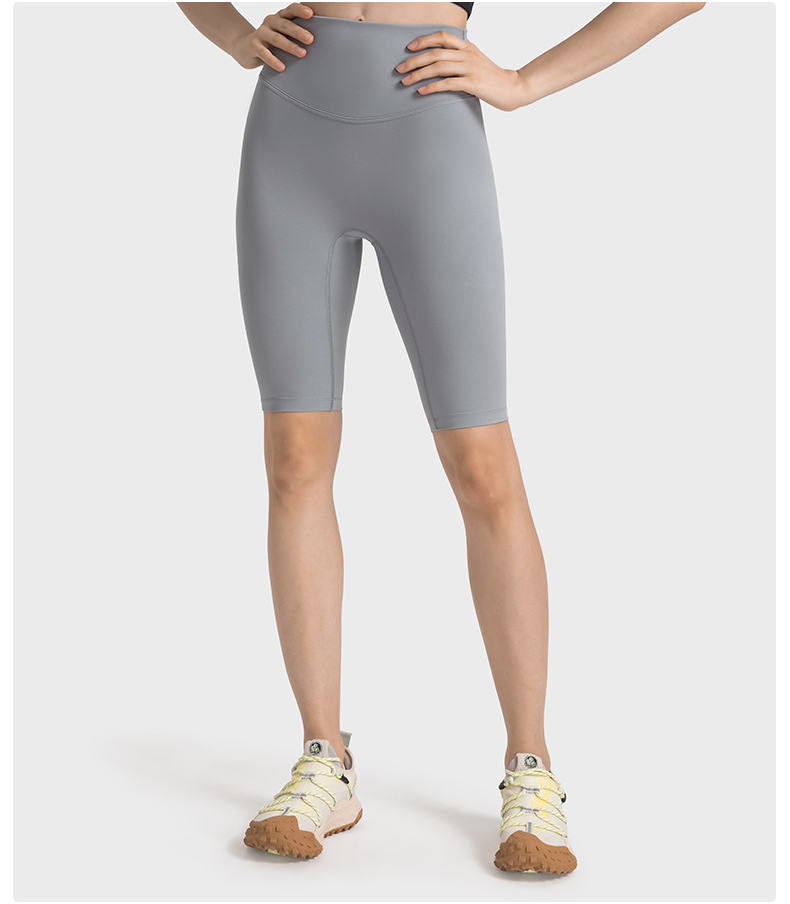 Women's No Awkwardness Thread Anti curling Edge High Waist Tight Waist Lifting Hip Yoga Pants Color:Wick gray;Size:S