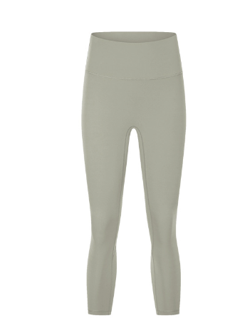 Women's No Awkwardness Thread Nude Yoga Capris High Waist Lifting Hip Slimming Color:Earthy gray;Size:2XL