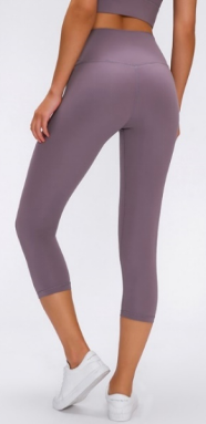 Women's double-sided brushed high waisted and hip lifting quick drying sports capris Brown  
