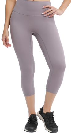 Women's No Awkwardness Thread Nude Yoga Capris High Waist Lifting Hip Slimming Lead powder