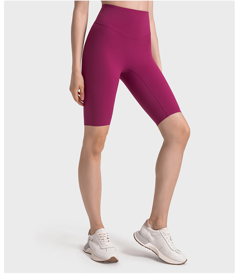 Women's No Awkwardness Thread Anti curling Edge High Waist Tight Waist Lifting Hip Yoga Pants Color:Plum Red;Size:L