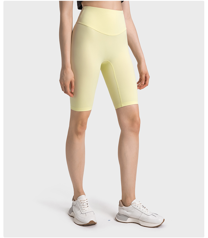 Women's No Awkwardness Thread Anti curling Edge High Waist Tight Waist Lifting Hip Yoga Pants Color:Citrus;Size:S
