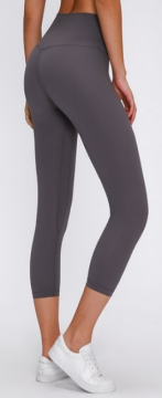 Women's double-sided brushed high waisted and hip lifting quick drying sports capris Lilac grey