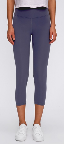 Women's double-sided brushed high waisted and hip lifting quick drying sports capris Color:Light purple grey​;Size:S