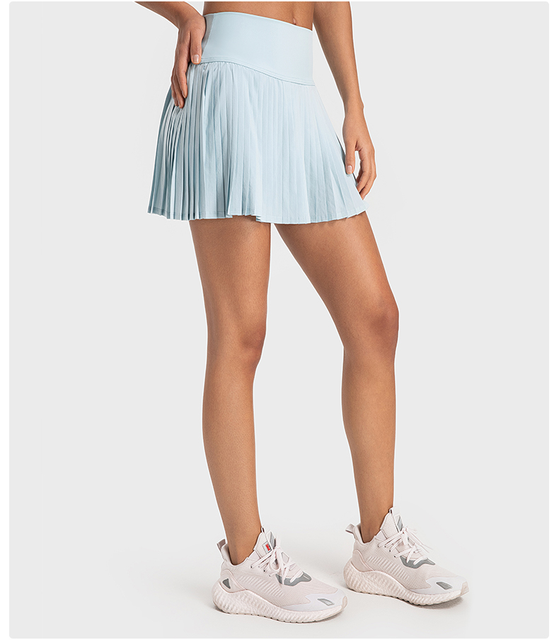Women's water-cooled cooling, elastic and fashionable pleated skirt with double-layer anti glare effect Light blue