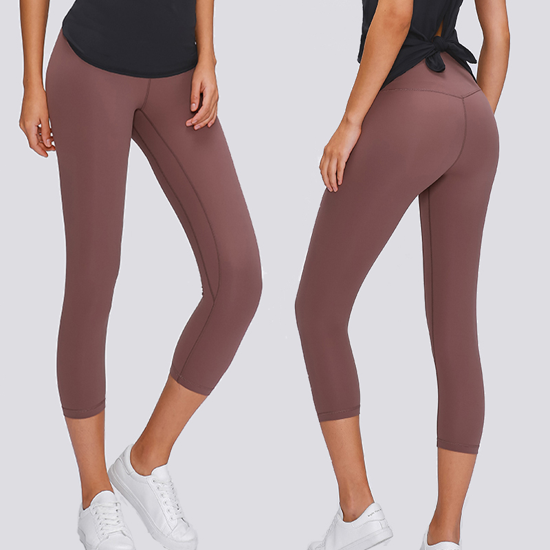 Women's double-sided brushed high waisted and hip lifting quick drying sports capris