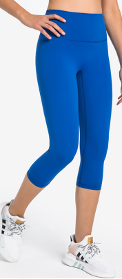 Women's No Awkwardness Thread Nude Yoga Capris High Waist Lifting Hip Slimming Color:Klein blue ;Size:S