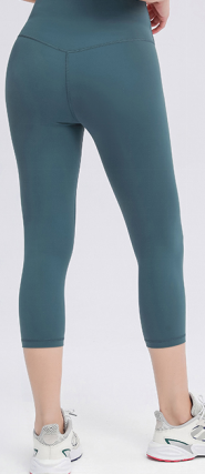 Women's No Awkwardness Thread Nude Yoga Capris High Waist Lifting Hip Slimming Forest green
