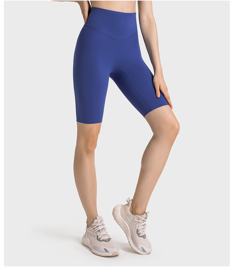 Women's No Awkwardness Thread Anti curling Edge High Waist Tight Waist Lifting Hip Yoga Pants Indigo
