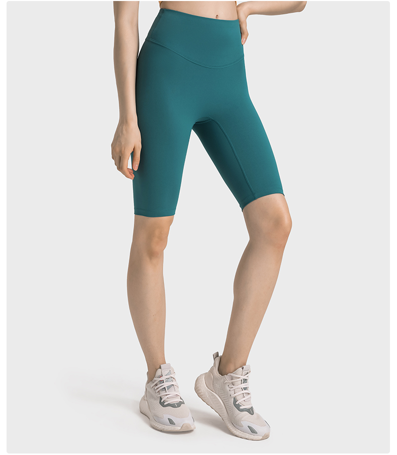 Women's No Awkwardness Thread Anti curling Edge High Waist Tight Waist Lifting Hip Yoga Pants Color:Green blue stone;Size:S